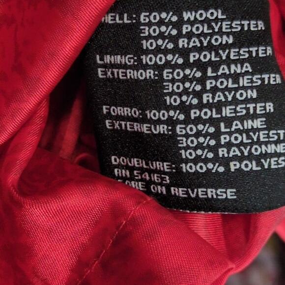 Guess Peacoat Jacket Womens PS Petite S Red Toggle Hooded Wool Y2K Winter Coat - Picture 8 of 10